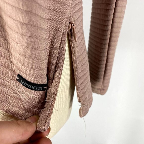 MONDETTA Dusty Pink Ribbed Sweatshirt Women's Medium Side Zip Long Sleeve Boxy - Picture 5 of 10